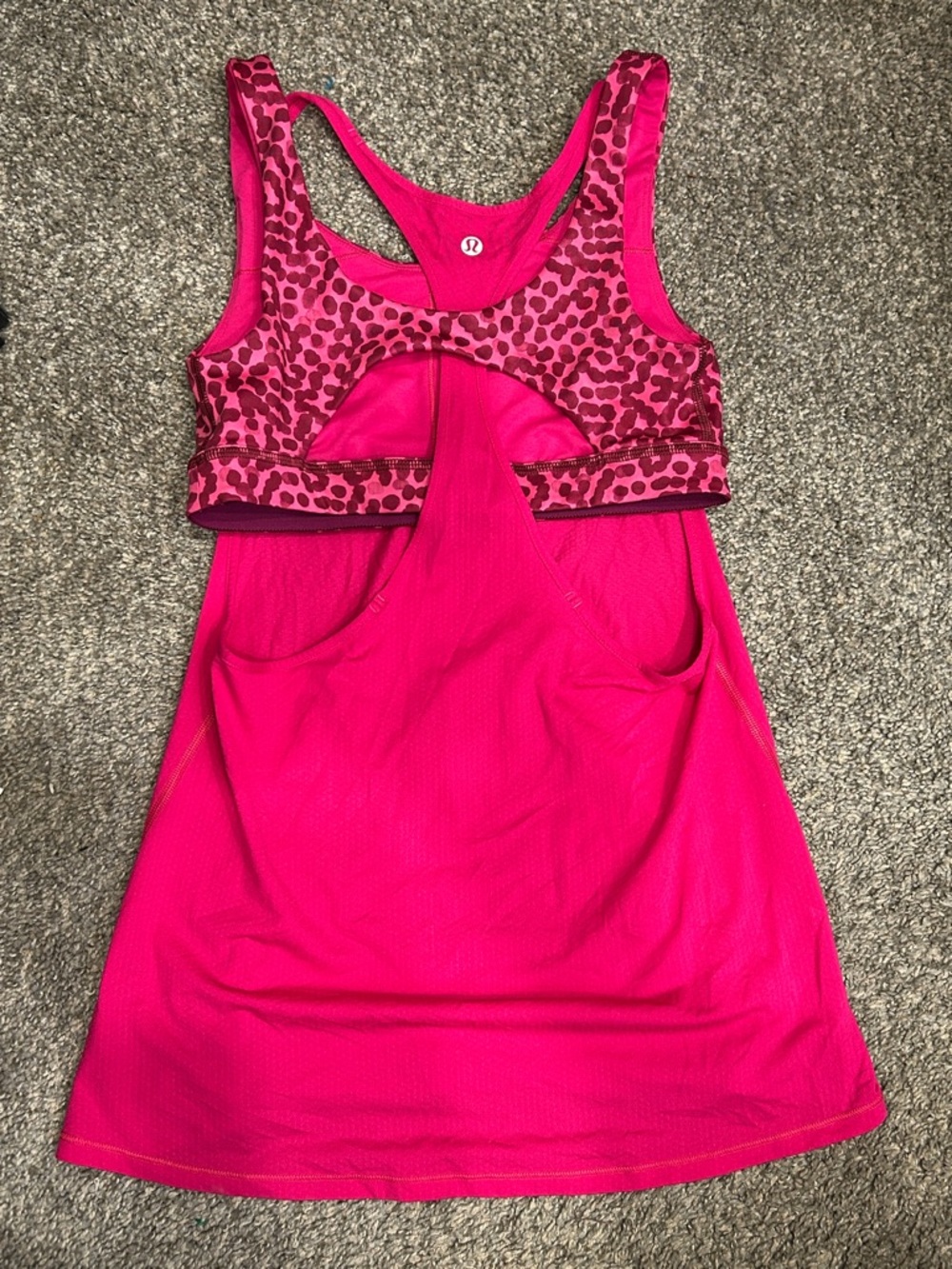 Lululemon Pink Racerback Athletic Dress with Leopard Print